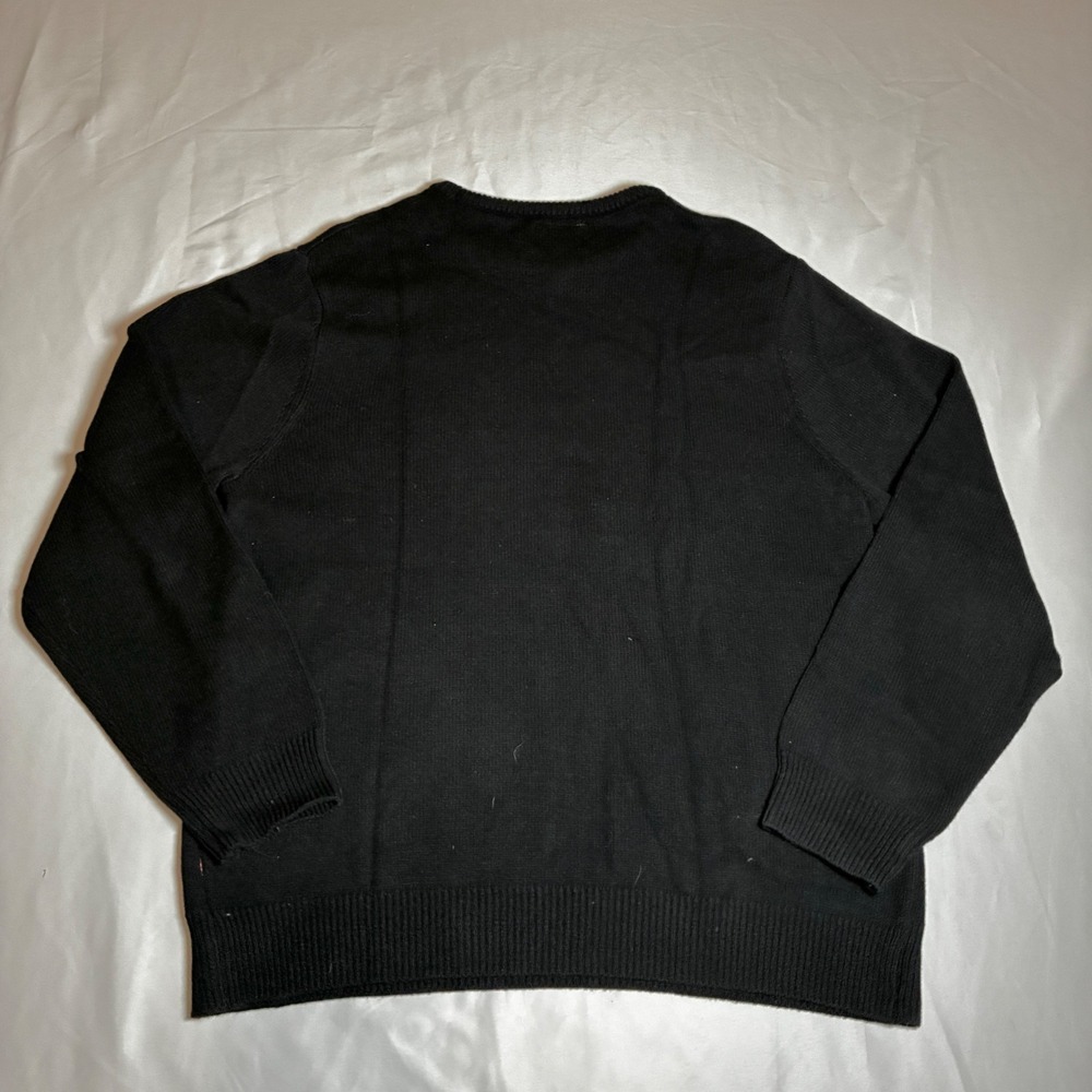 Roebuck & Co Mens XL Black Santa Claus Ugly Christmas Sweater Thumbs Up Holiday - Picture 7 of 8